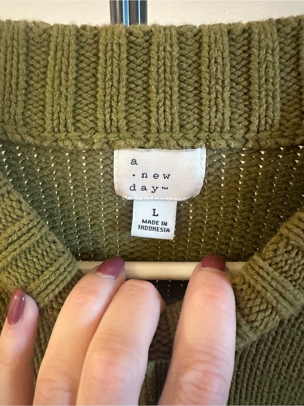 Olive Green Crewneck Sweater - Picture 3 of 7